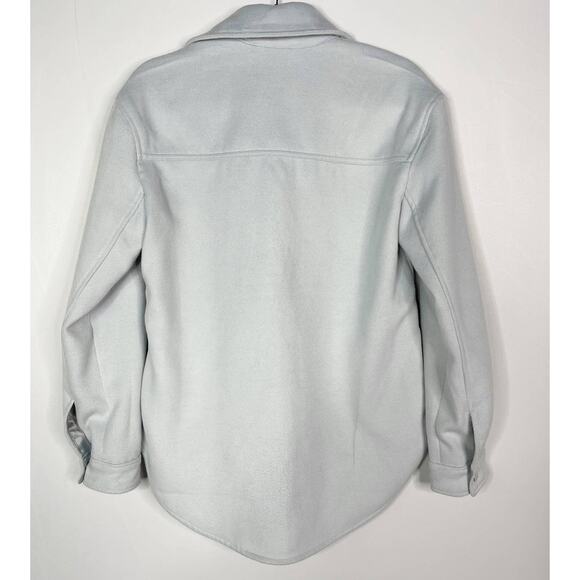 Abercrombie and Fitch Womens Small S Light Blue Gray Cozy Shacket Snap Button - Picture 2 of 10